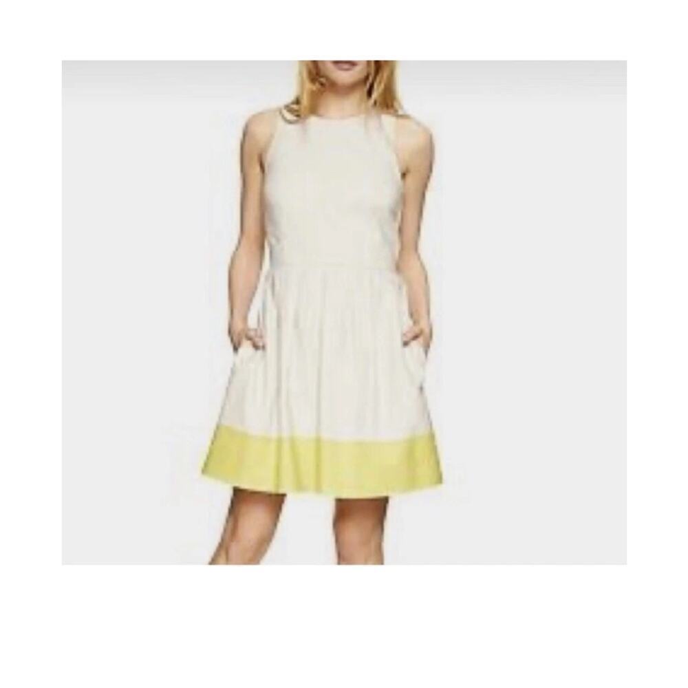 GAP Womans Linen Blend White / Yellow Dress Size 6